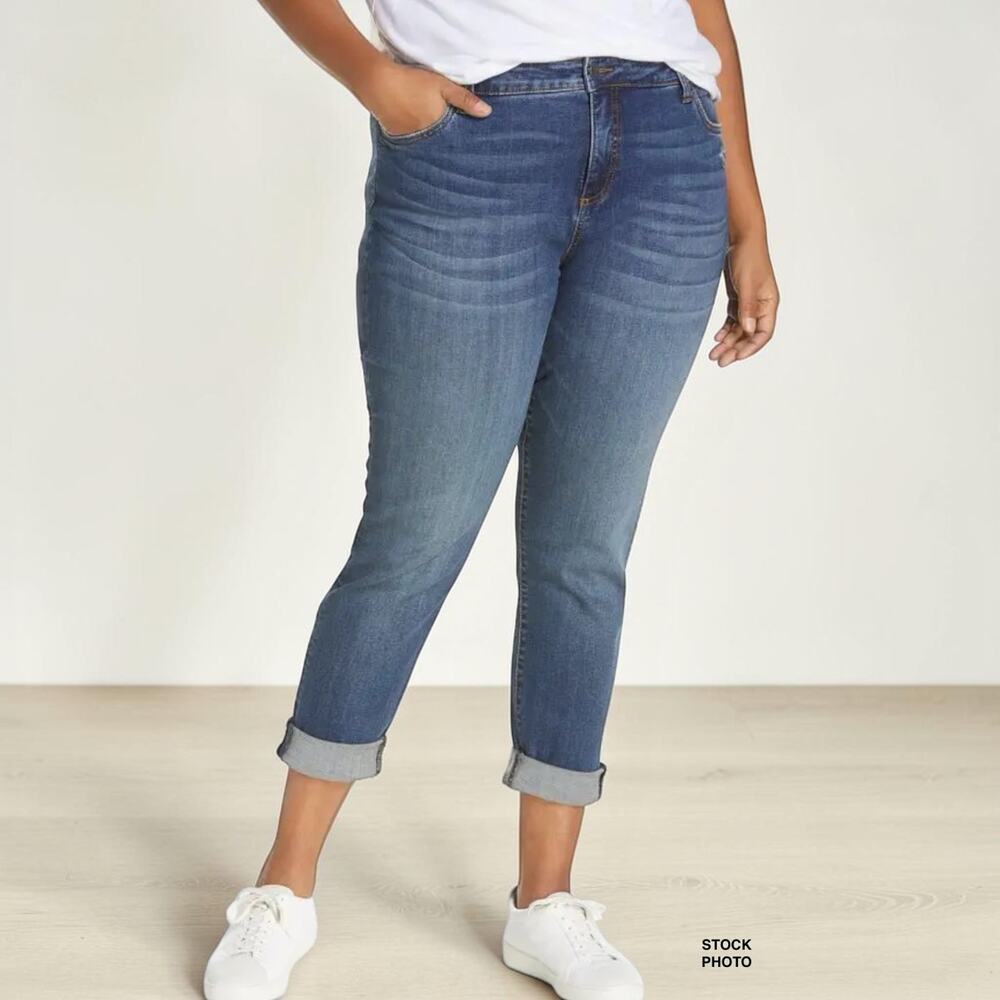 Kut From The Kloth Plus Size 22W Catherine Cropped Jeans Roll Cuff Blue Denim